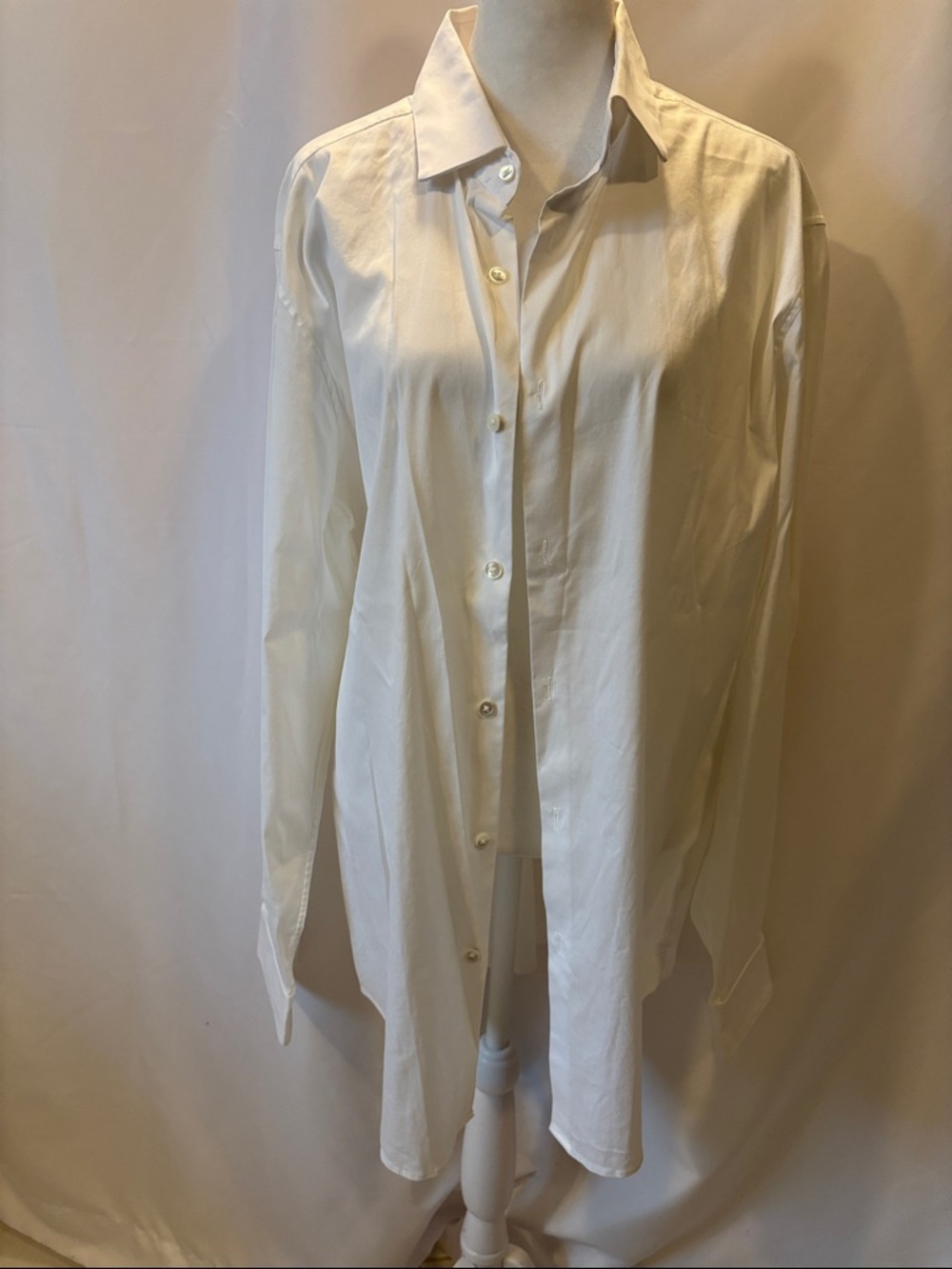 Theory White Collared Men's Shirt with Long Sleeves - 17R